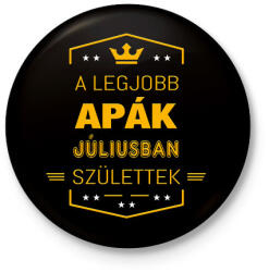 printfashion A legjobb apák július - Kitűző, hűtőmágnes - Fekete (3103649)
