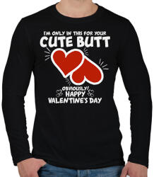 printfashion Cute butt - Férfi hosszú ujjú póló - Fekete (2216100)