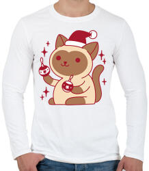 printfashion Karácsonyi cica - Férfi hosszú ujjú póló - Fehér (11284611)