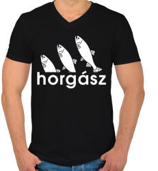 printfashion Horgász - Férfi V-nyakú póló - Fekete (4953211)