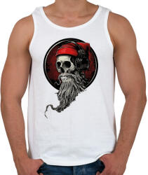 printfashion Koponya szakállal fejhallgatóval - Férfi atléta - Fehér (11518442)