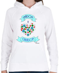 printfashion Imádom a családom - Női kapucnis pulóver - Fehér (501057)