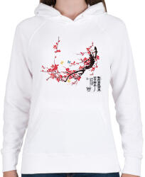 printfashion szilvavirág - Női kapucnis pulóver - Fehér (1316891)