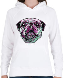 printfashion Mopsz - Női kapucnis pulóver - Fehér (11990255)