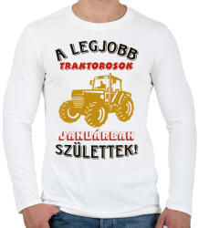 printfashion Traktoros szülinapja január - Férfi hosszú ujjú póló - Fehér (5748800)