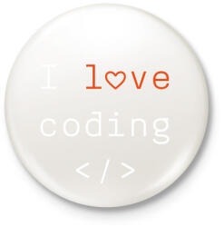 printfashion I love coding - Kitűző, hűtőmágnes - Fehér (9438853)