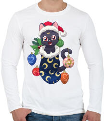 printfashion Cica Karácsony - Férfi hosszú ujjú póló - Fehér (439352)