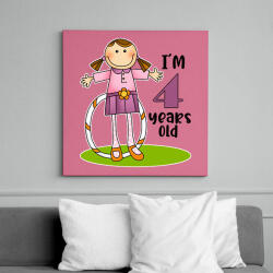 printfashion 4 years old" for girl - Vászonkép - Rózsaszín (13460192)