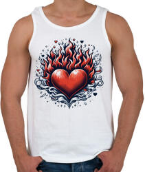 printfashion Lángoló Szív - Férfi atléta - Fehér (15943486)