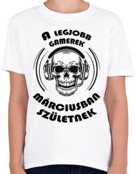 printfashion A legjobb Gamerek márciusban születnek - Gyerek póló - Fehér (6232914)