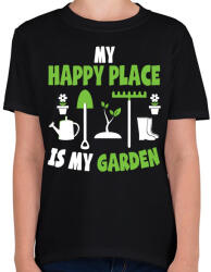 printfashion Happy place - Gyerek póló - Fekete (2511224)