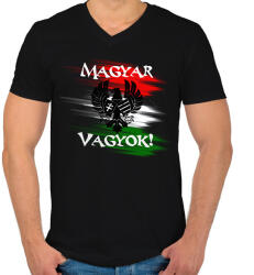 printfashion magyar vagyok minta - Férfi V-nyakú póló - Fekete (2805412)