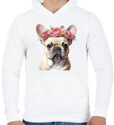 printfashion virágkoszorús francia buci - Férfi kapucnis pulóver - Fehér (15650285)