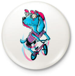printfashion BMX kutya - Kitűző, hűtőmágnes - Fehér (3073610)
