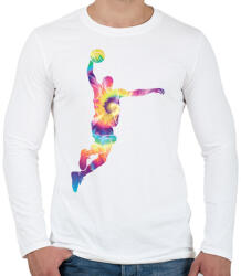 printfashion Színes kosaras - Férfi hosszú ujjú póló - Fehér (11710536)