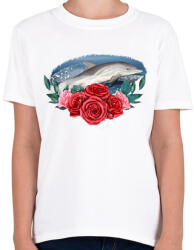 printfashion Delfin virággal - Gyerek póló - Fehér (13917325)