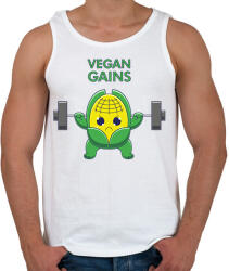 printfashion Vegan Gains - Férfi atléta - Fehér (6598370)