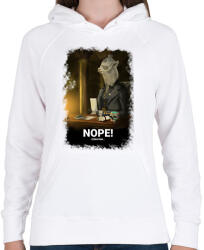 printfashion Nope Alpaka digitális festmény - Női kapucnis pulóver - Fehér (2028896)