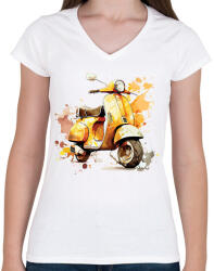 printfashion Motor - Női V-nyakú póló - Fehér (16566379)