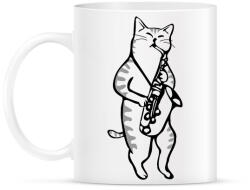 printfashion Macska szaxofonozik - Bögre - Fehér (10282538)
