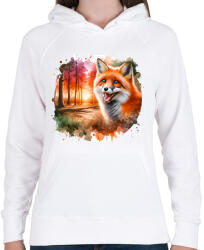 printfashion Cuki erdei róka - Női kapucnis pulóver - Fehér (15371033)