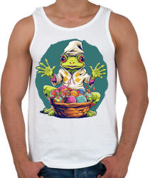 printfashion Húsvéti béka kosárnyi tojással - Férfi atléta - Fehér (13167001)