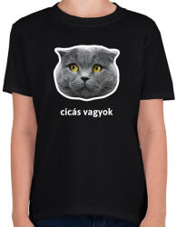 printfashion cicás vagyok - Gyerek póló - Fekete (10147431)