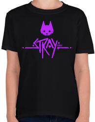 printfashion Stray purple - Gyerek póló - Fekete (7579468)