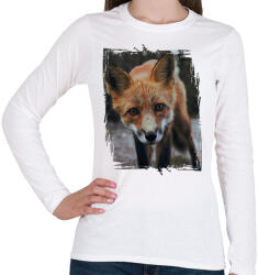 printfashion Róka portré - Női hosszú ujjú póló - Fehér (4597728)