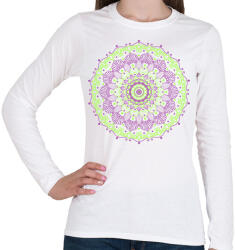 printfashion Lila-zöld mandala - Női hosszú ujjú póló - Fehér (3934833)