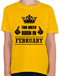 printfashion Ez a királynő februárban született - Gyerek póló - Sárga (1375567)