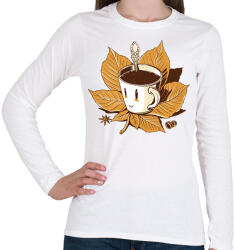 printfashion Őszi kávé - Női hosszú ujjú póló - Fehér (16620022)