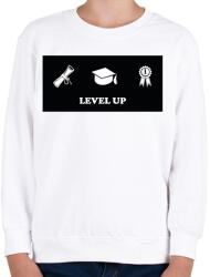 printfashion Level up - Diplomás minta - Gyerek pulóver - Fehér (6341948)