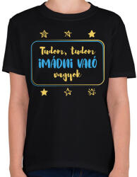 printfashion Tudom, tudom imádni való vagyok - Kisfiú - Gyerek póló - Fekete (7274394)