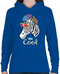 printfashion Cool zebra - Női kapucnis pulóver - Királykék (9477306)