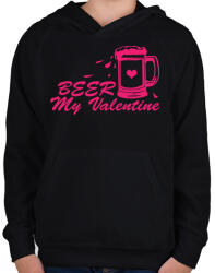 printfashion Sör az év valentinom - Gyerek kapucnis pulóver - Fekete (1176815)