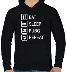 printfashion Eat Sleep PUBG Repeat - Fehér - Férfi kapucnis pulóver - Fekete (1552117)