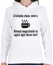 printfashion a kisbaba olyan mint a nescafe - Női kapucnis pulóver - Fehér (1525644)