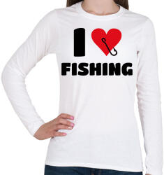 printfashion I love fishing - Női hosszú ujjú póló - Fehér (13621840)