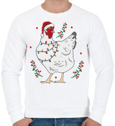 printfashion Karácsonyi csirke - Férfi pulóver - Fehér (5627917)