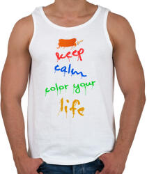 printfashion keep calm color your life - Férfi atléta - Fehér (1975689)