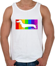 printfashion Tacskó szivárvány háttérben - Férfi atléta - Fehér (13417163)