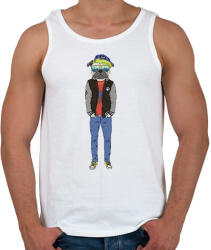 printfashion Hipster Pug - Férfi atléta - Fehér (1585622)