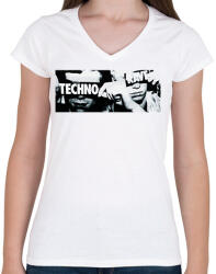 printfashion Techno - Női V-nyakú póló - Fehér (2783352)