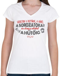 printfashion Szeretem a sorozatokat - Női V-nyakú póló - Fehér (7483105)