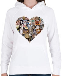 printfashion Meme cat heart - Női kapucnis pulóver - Fehér (4878070)