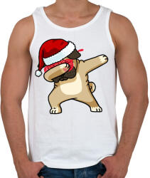 printfashion Dabbing mopsz mikulás - Férfi atléta - Fehér (1093165)