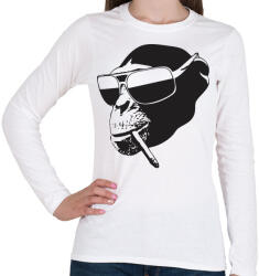 printfashion Vagány majom - Női hosszú ujjú póló - Fehér (1014780)