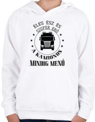 printfashion A kamionos mindig menő - Gyerek kapucnis pulóver - Fehér (7479914)