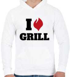printfashion I love grill - Férfi kapucnis pulóver - Fehér (13686212)